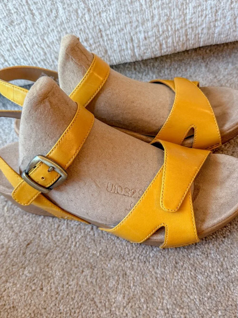 Dansko Laurie Yellow Burnished Leather Sandals - SIze 40